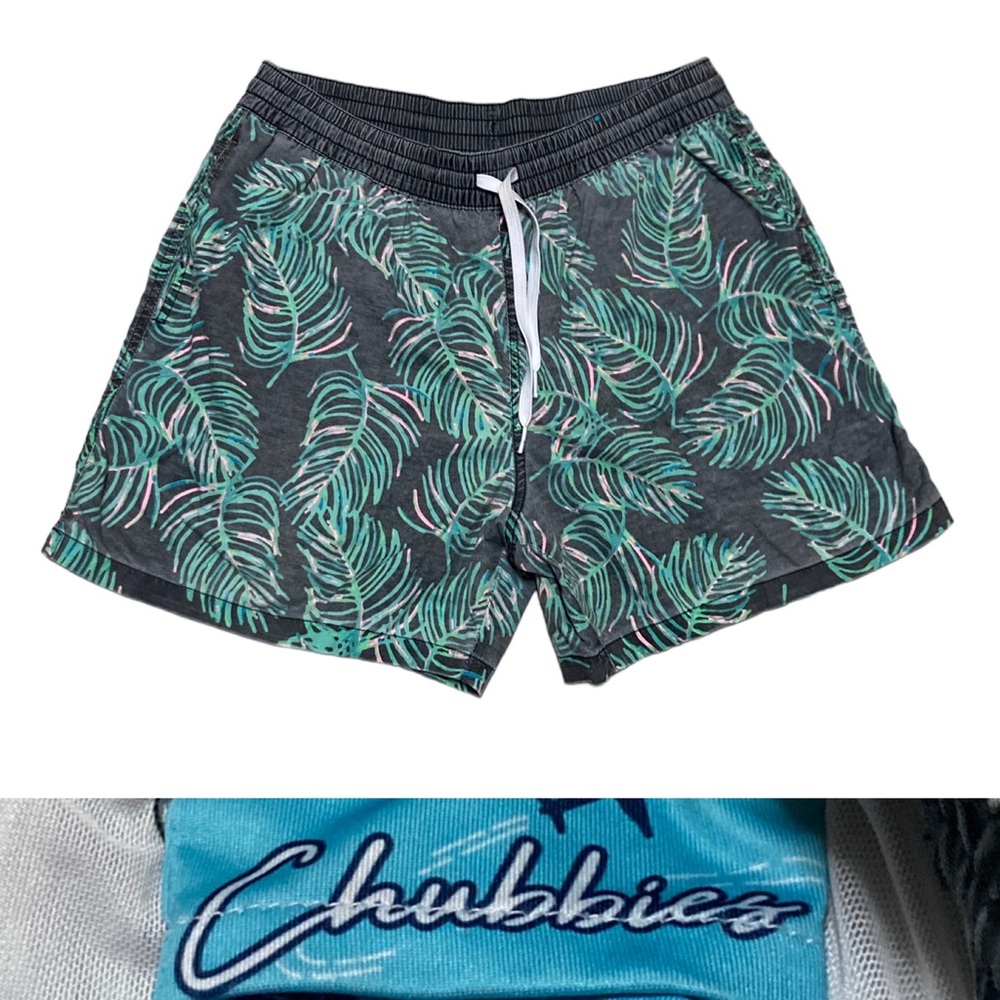 Chubbies Palm Leaves Shorts 5” Men’s size Medium in Black and Green